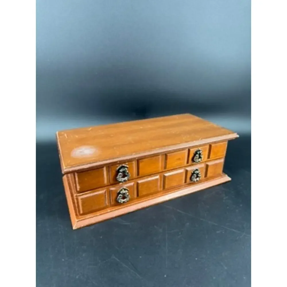 Vintage Price Imports Wood Jewelry Box Mirror Yellow Velvet Apothecary 1970s